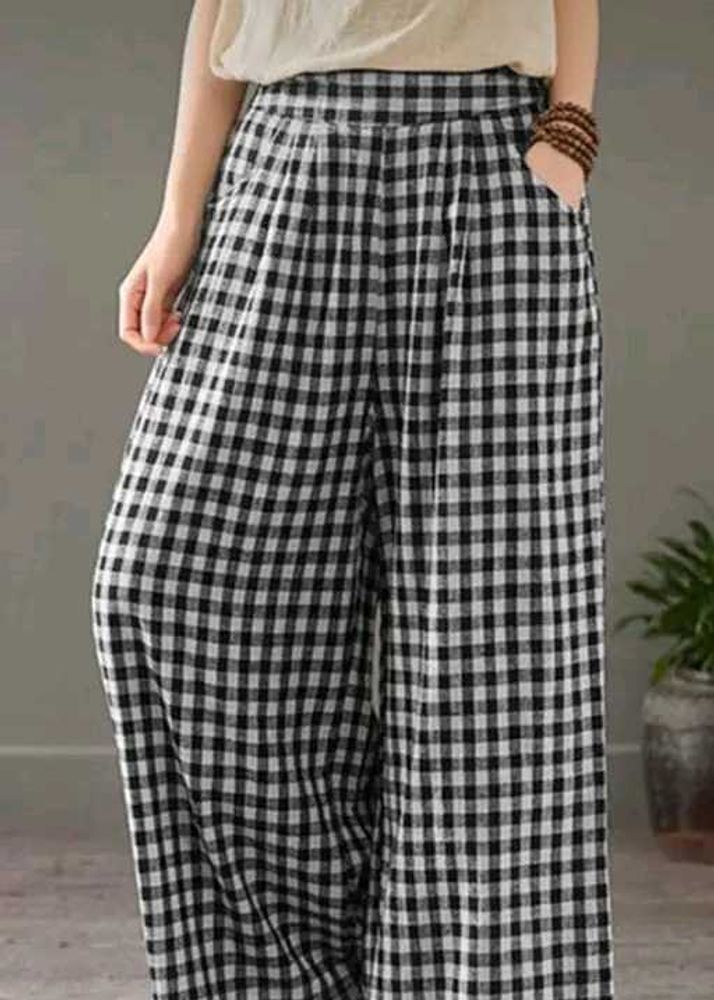 Gingham High-Waisted Wide Leg Pants