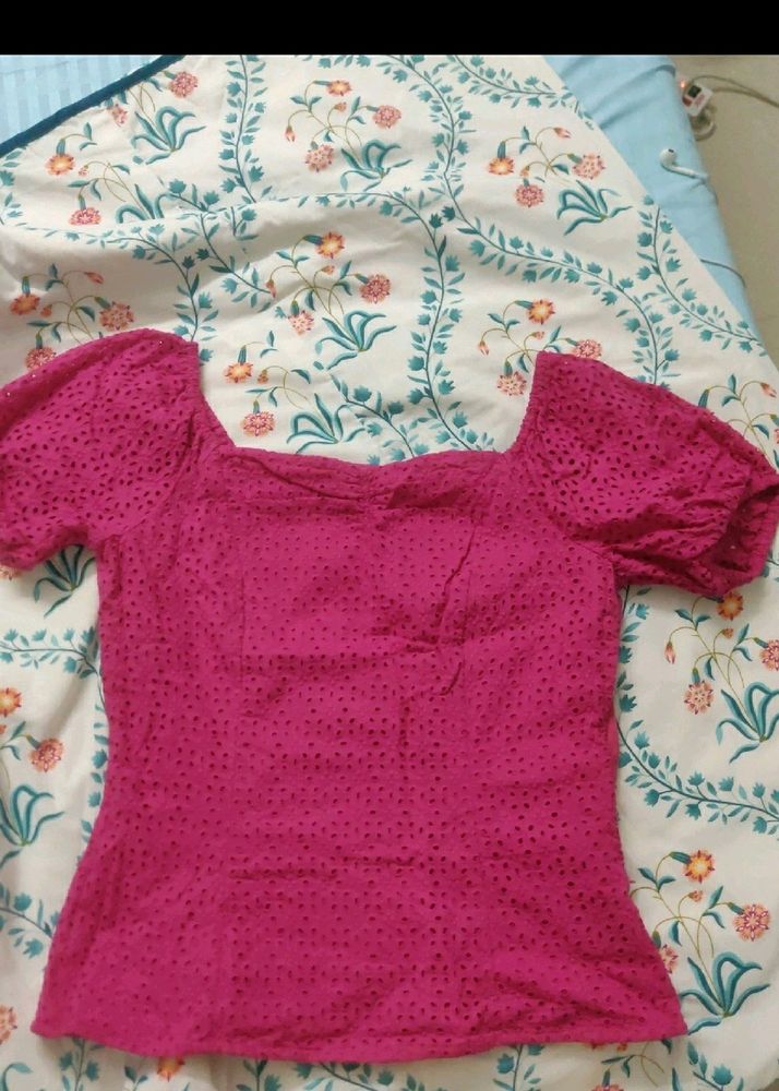 Pink Schiffli Top