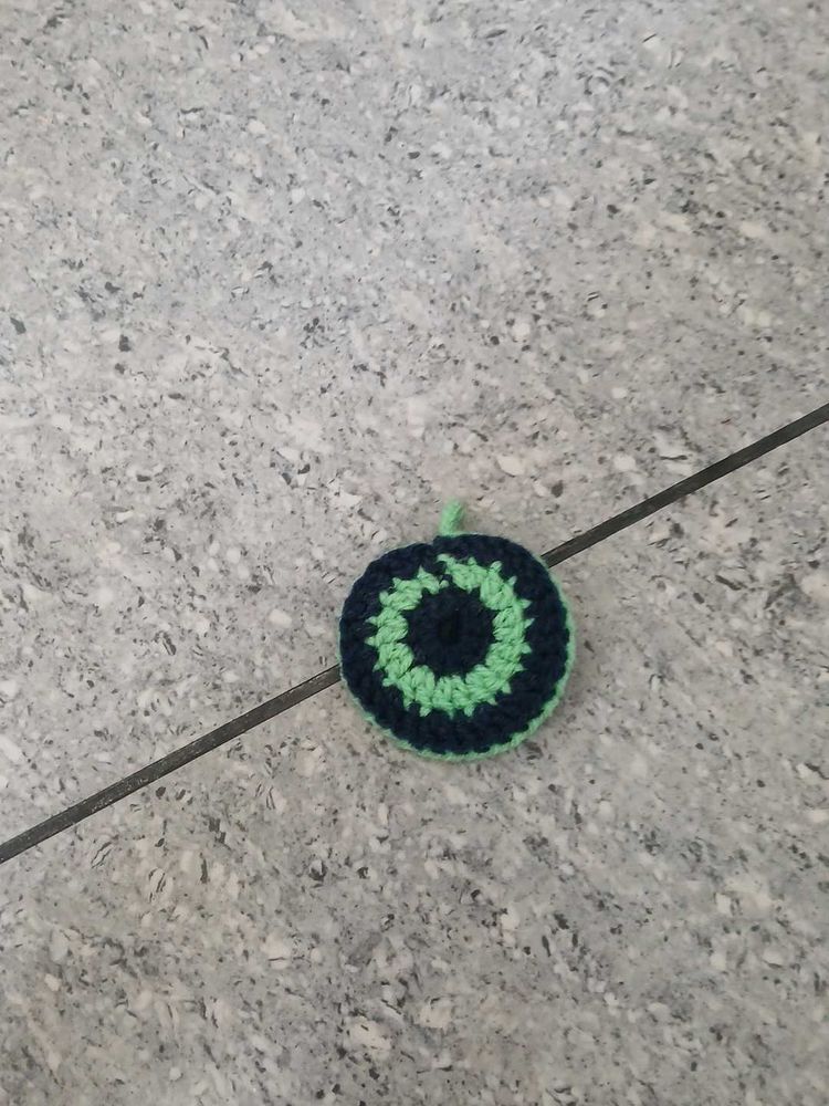 Crochet Coaster - Green &amp; Navy