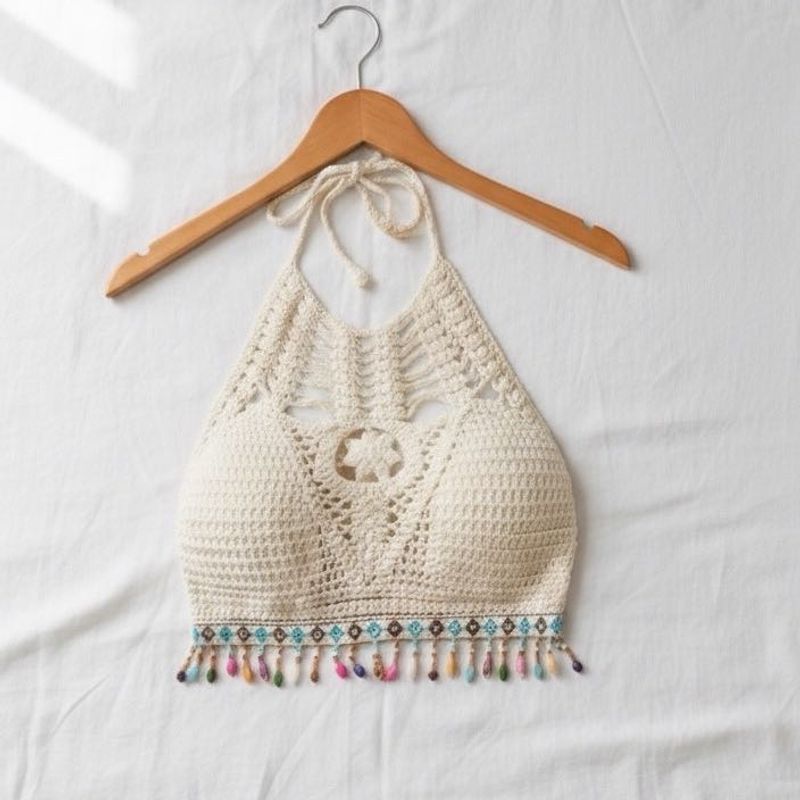 Crochet Halter Bikini Top