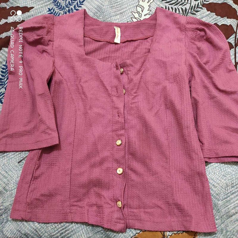 Stylish Mauve Button-Down Top