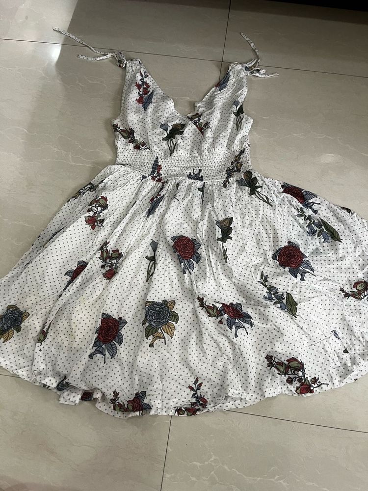 White Floral Print One Piece
