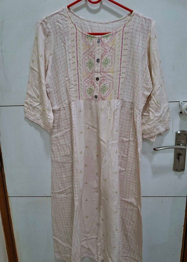 Pink Rayon Material A Line Kurta
