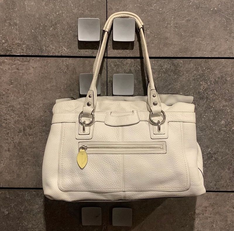 COACH large leather tote white shoulder bag