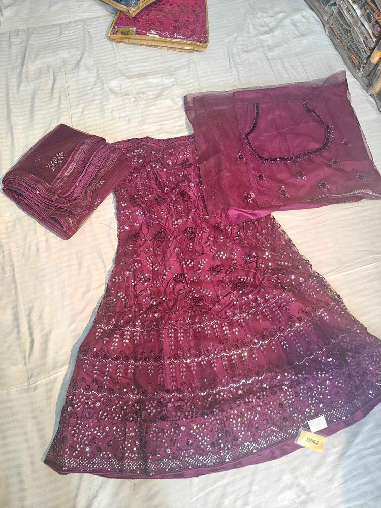 Maroon Embellished Lehenga Choli Set