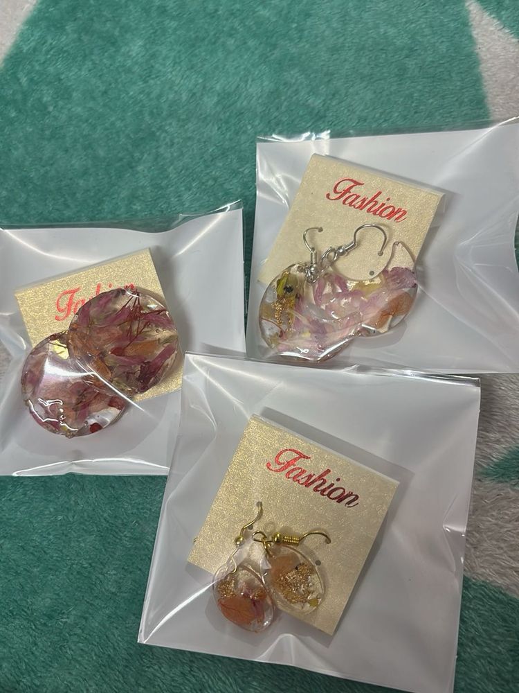 Resin Flower Petal Earrings