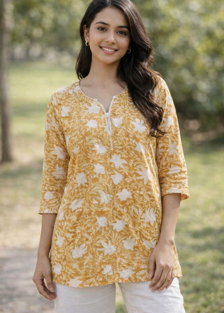 ✨Floral Print Mustard Kurta✨