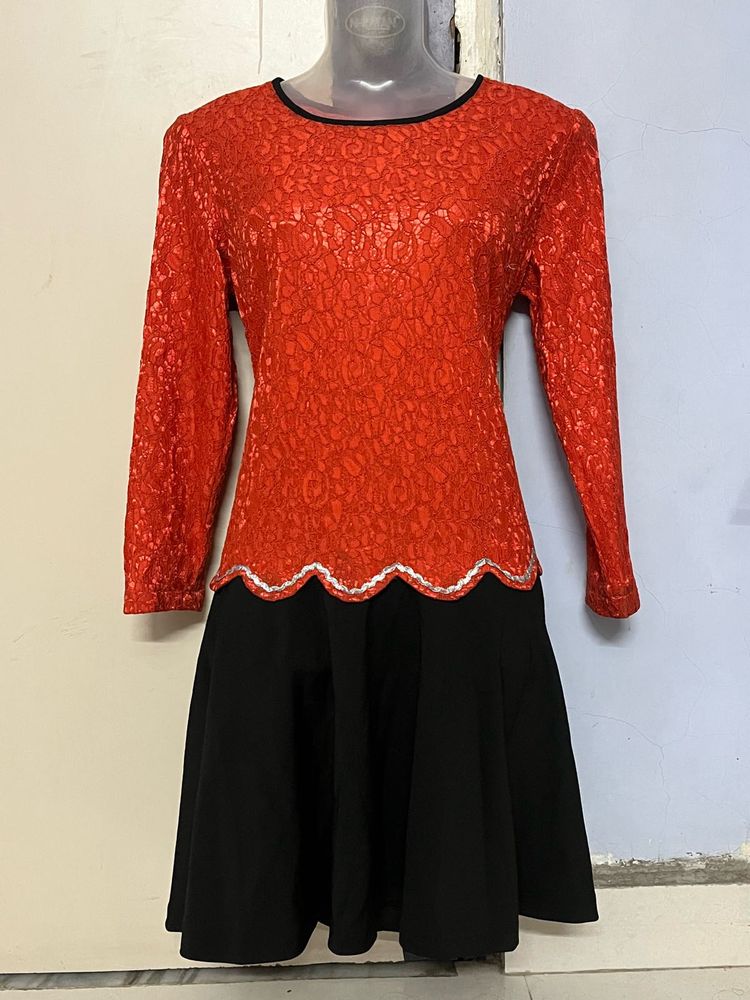 Pintrest Orange &amp; Black Lace Dress