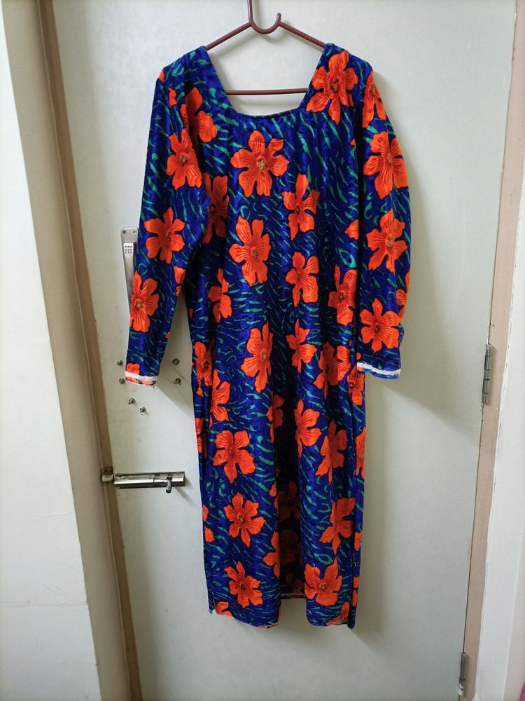 Velvet Flower Printed Kurta