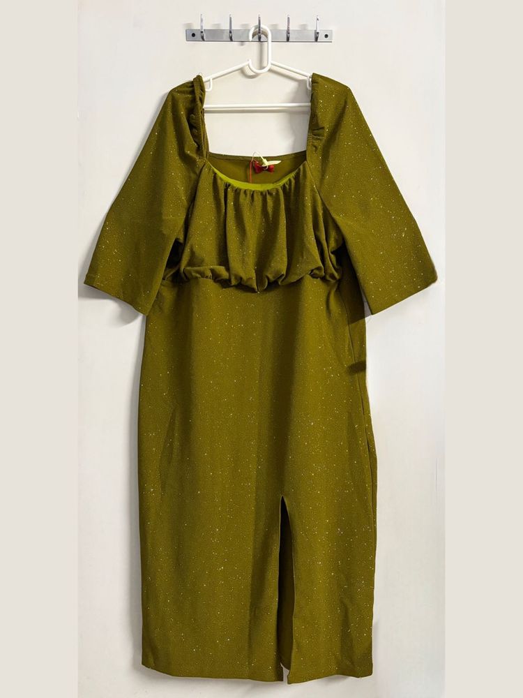 Sassafras Curve Olive Glitter Bodycon Dress