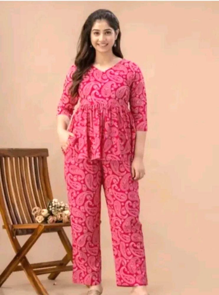 Pink Paisley Print Lounge Set