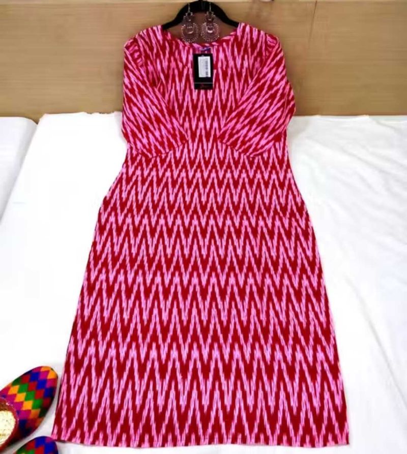 Red &amp; Pink Print Kurta