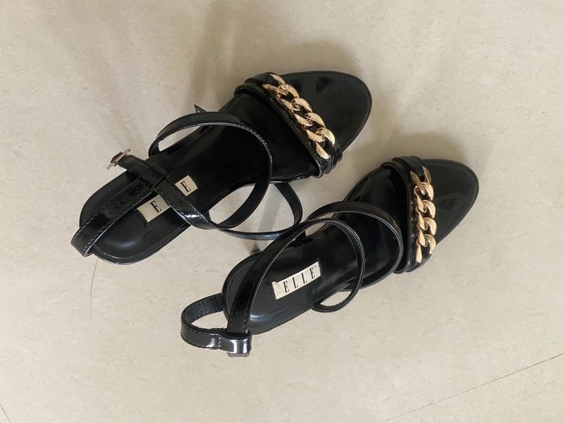 Elle Black Heel Sandals