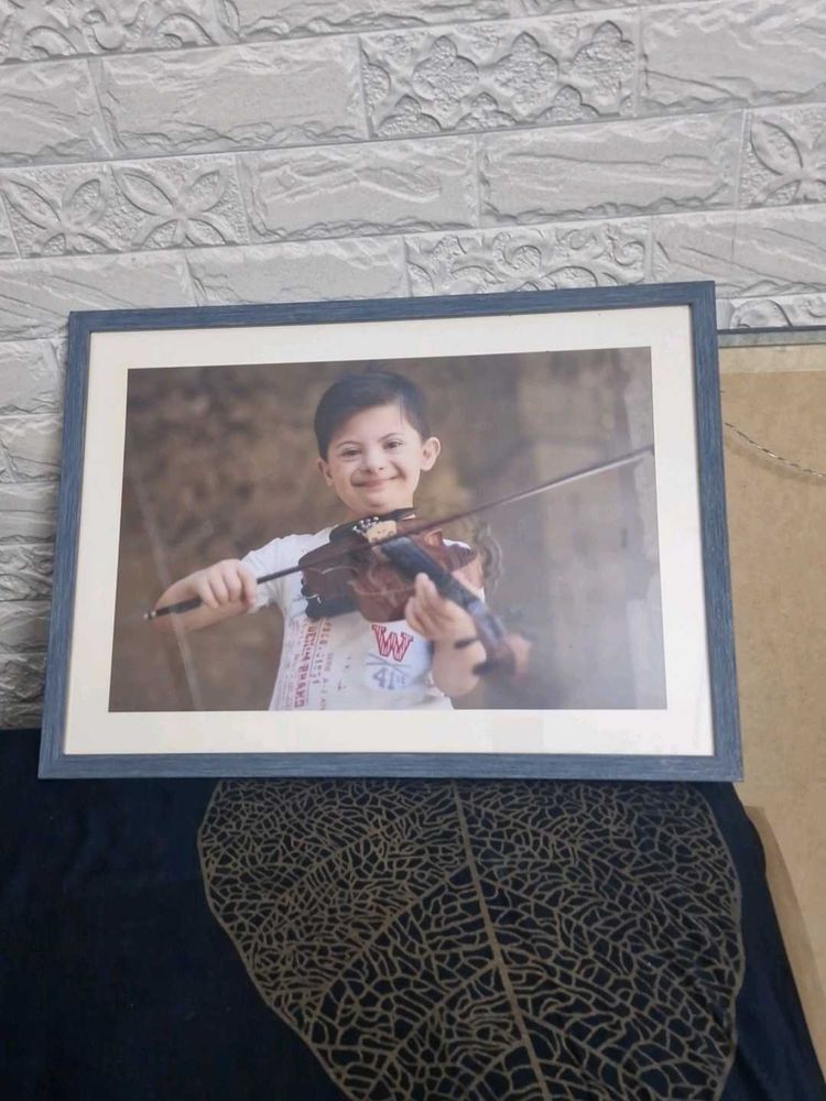 Framed Boy Violin Art