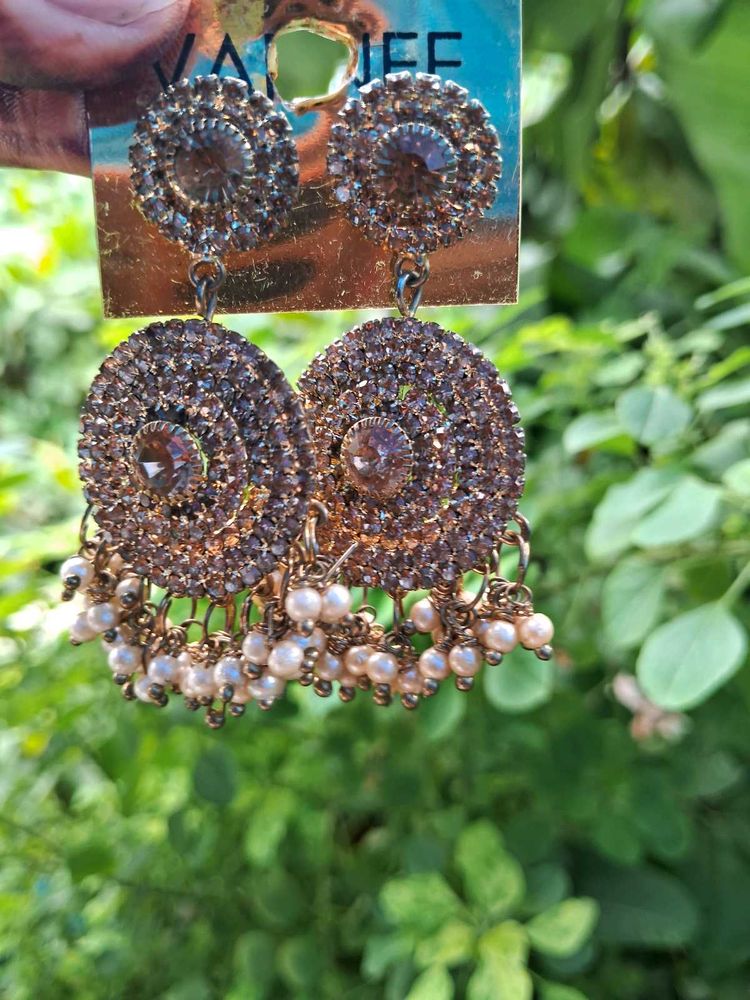 Statement Pearl &amp; Rhinestone Drop Earrings