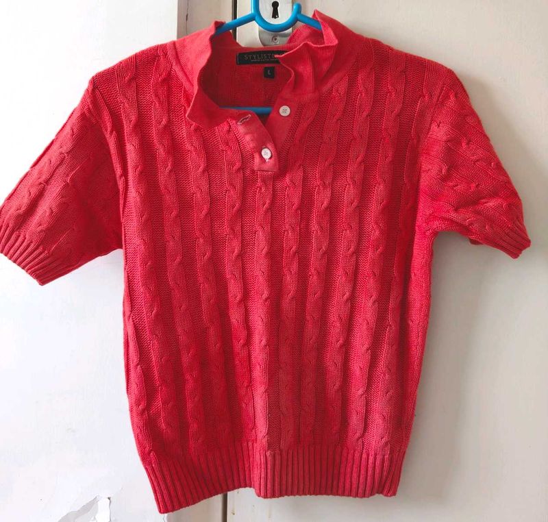 Red Woollen Crop Trop
