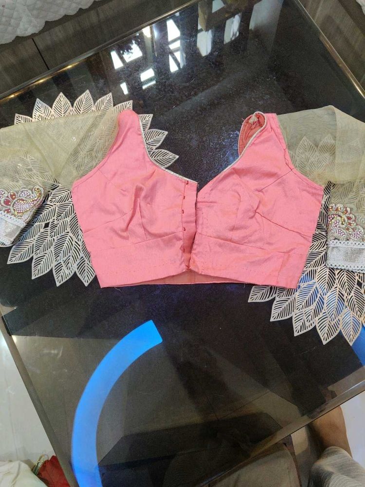 Peach Readymade Saree Blouse