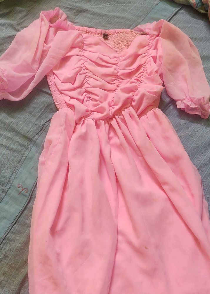 Cute Pink And Stylish Frock.