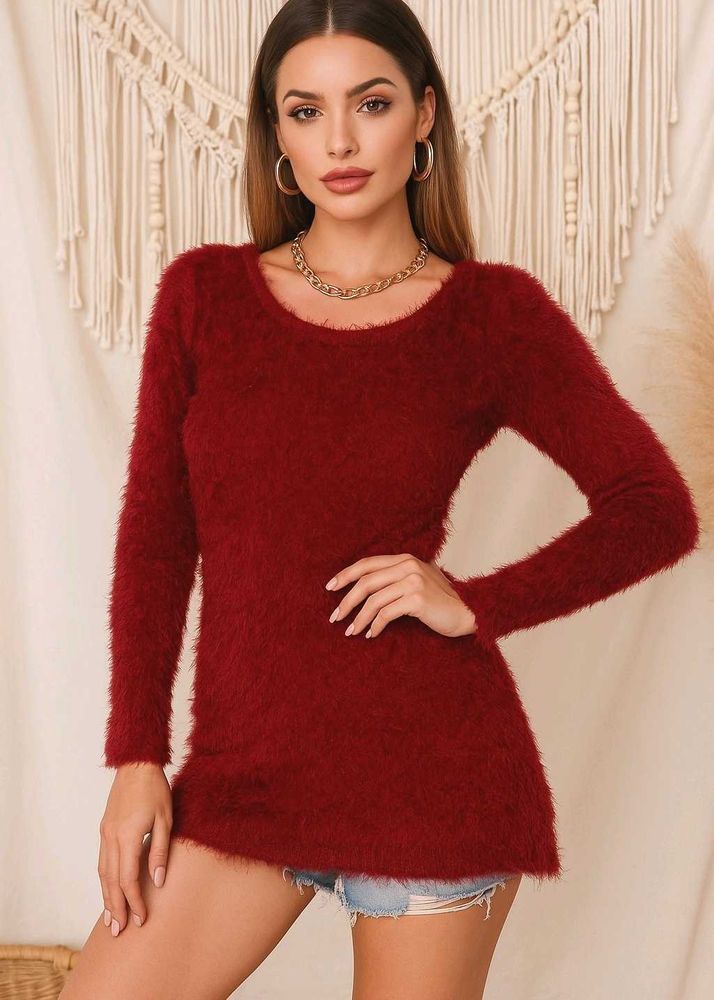 🎁Buy2 Get2 Free Red Fuzzy Sweater Top  ()