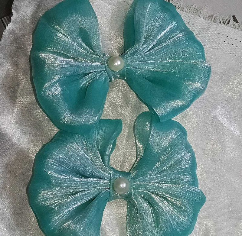 Teal Hair Bows - Set of 2