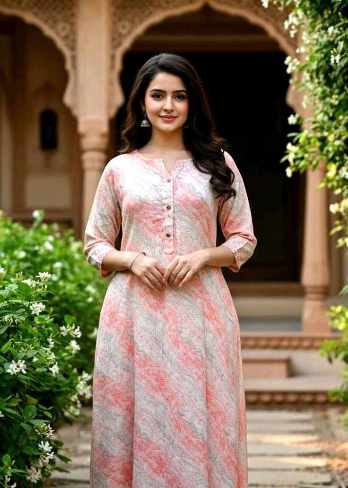 Peach Kurta With Leggings