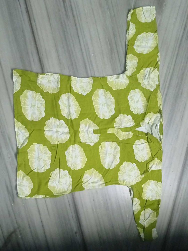 Green Floral Print Top