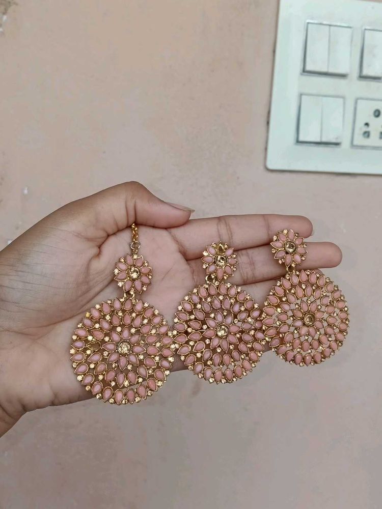 Peach Earrings Set
