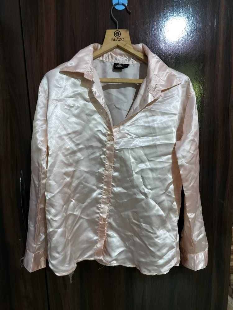 Elegant Peach Button-Down Top
