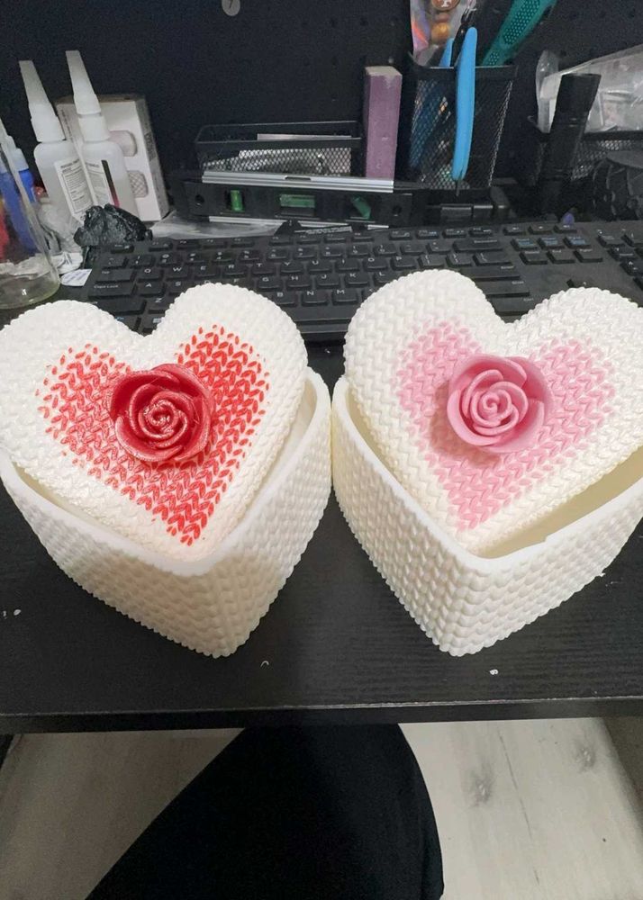 Red Heart Shaped Trinket Box 3d printed
