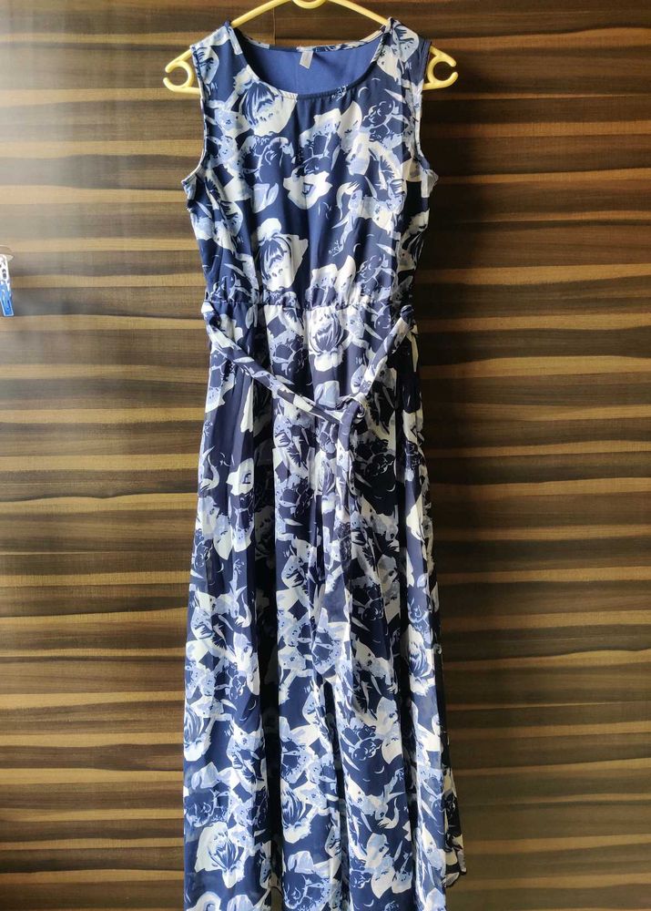 Navy Blue Printaxi Dress