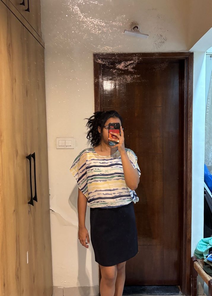 White And Navy Blue Dress