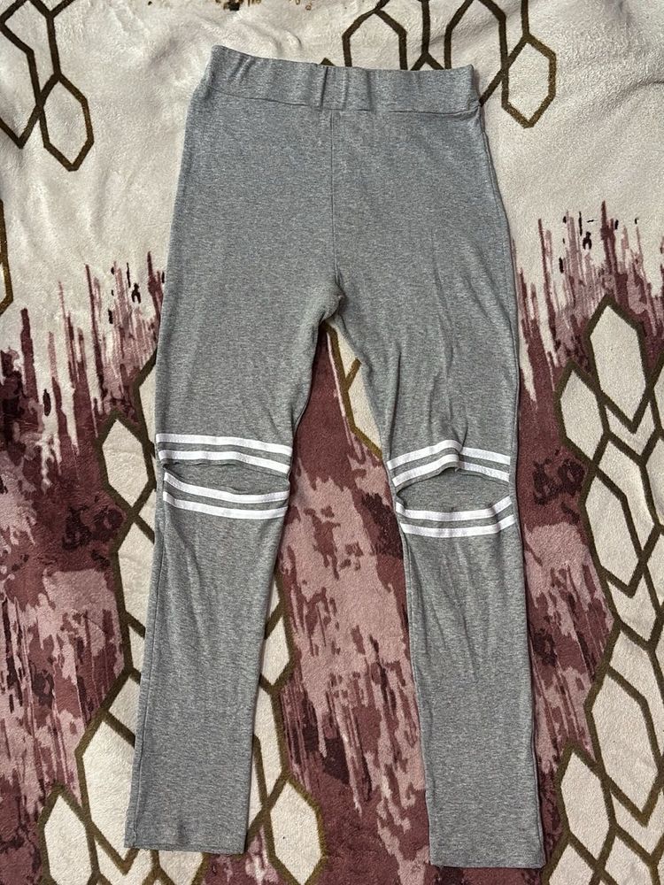 Gray Leggings with Cutouts