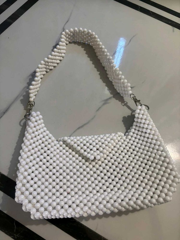 White Beaded Shoulder Bag