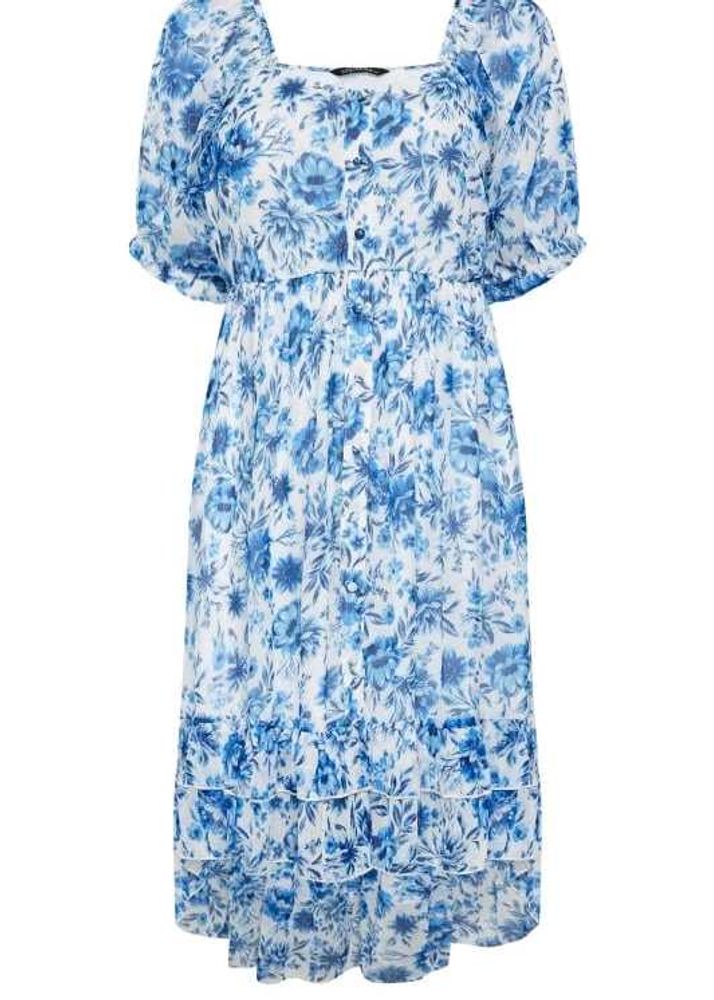 Yours limited collection Blue Floral Midi Dress