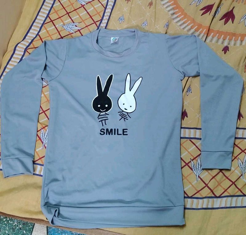 Gray Bunny Smile Long Sleeve