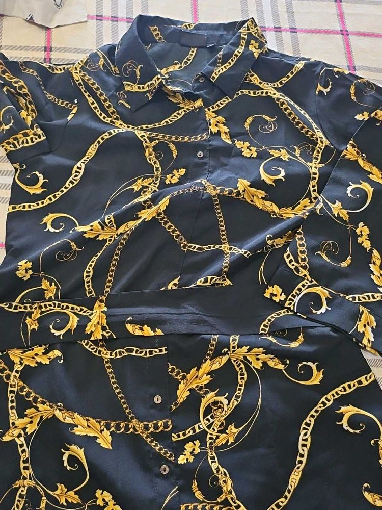 Chain Print Button-Down Shirt