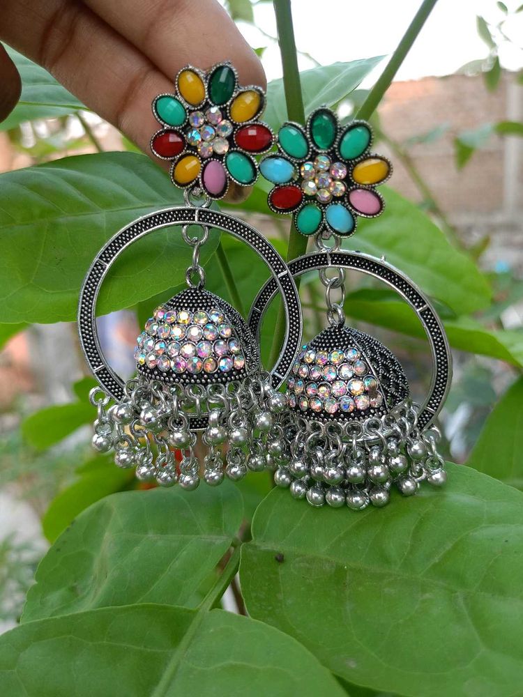 Colorful Flower Jhumka Earrings