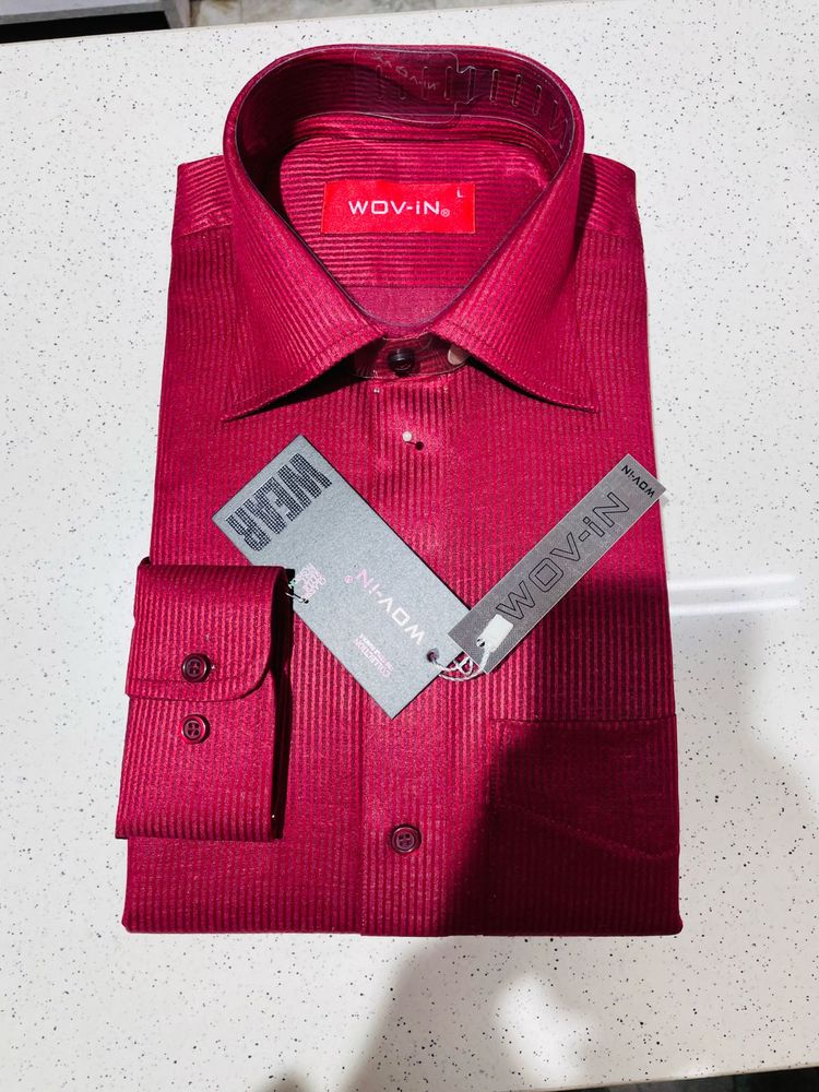 Buy 2 Get 1 Free Maroon Striped Formal Shirt