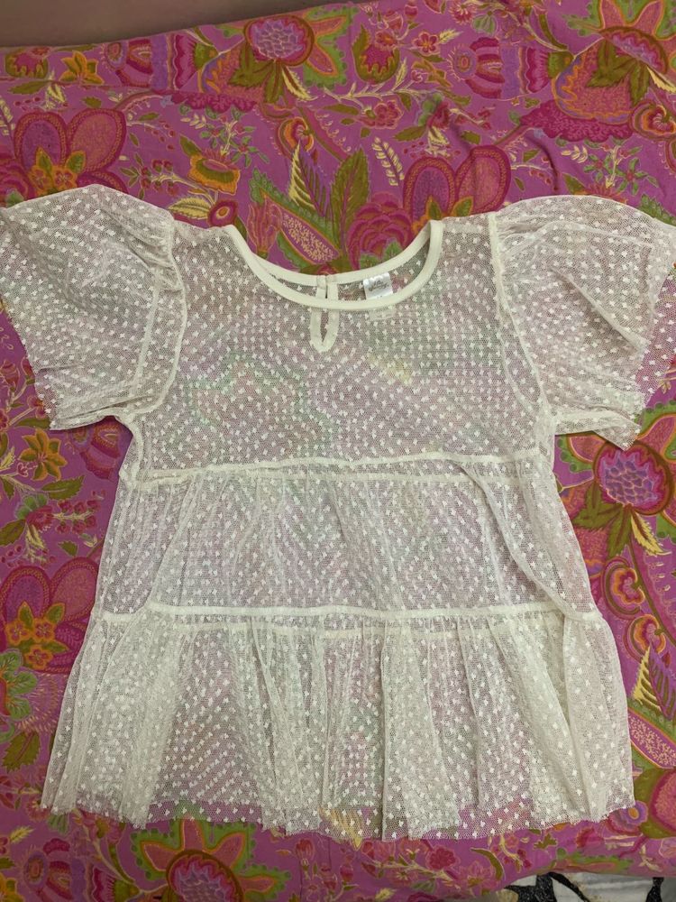 White Sheer Puff Sleeve Top🕊️