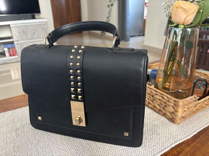 Aldo Black Studded Top Handle Bag