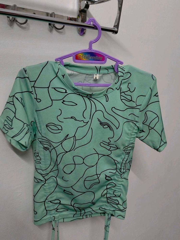 Abstract Print Crop Top