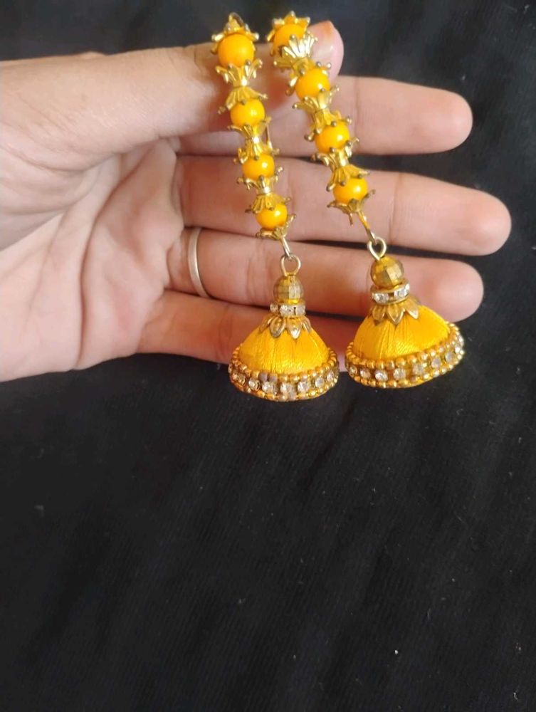 Yellow Tassel Earrings haldi ceremony