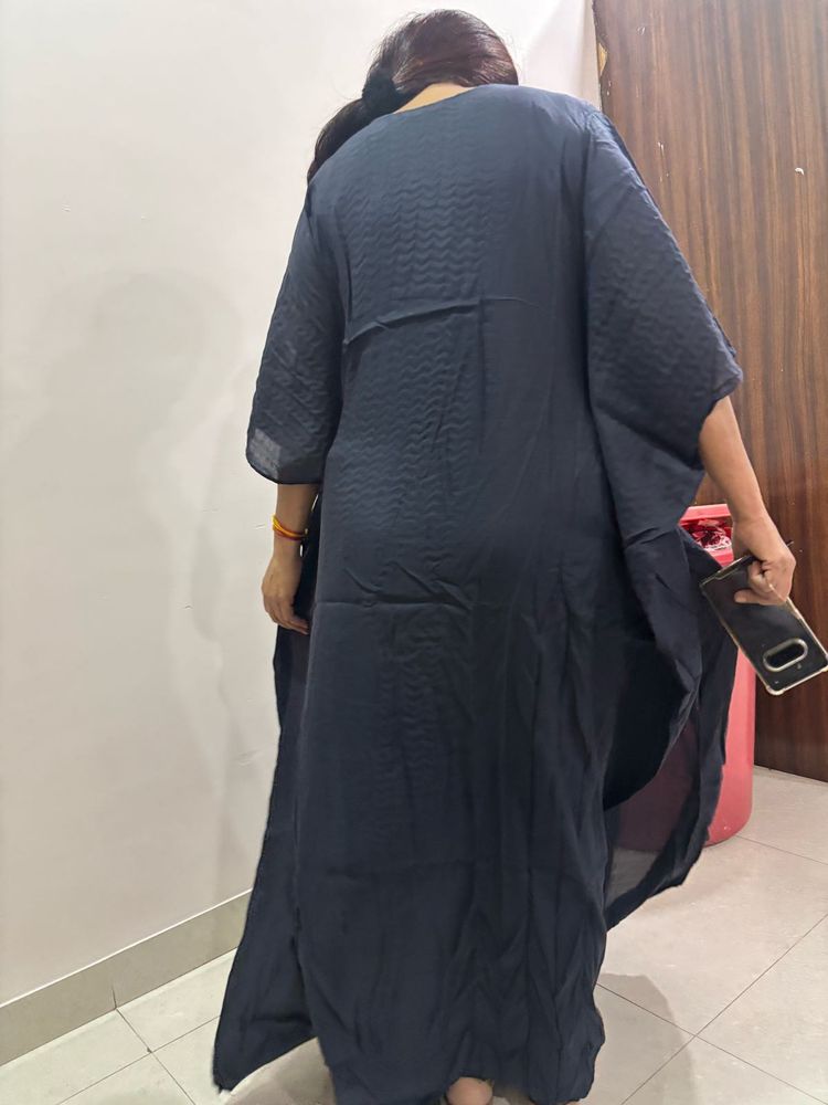 Elegant Navy Blue Kaftan Dress