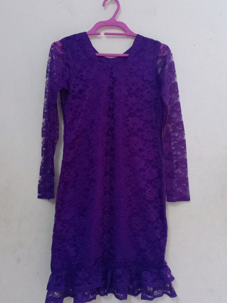 Women&#39;s Purple One Piece With Full Sleeves, Fully