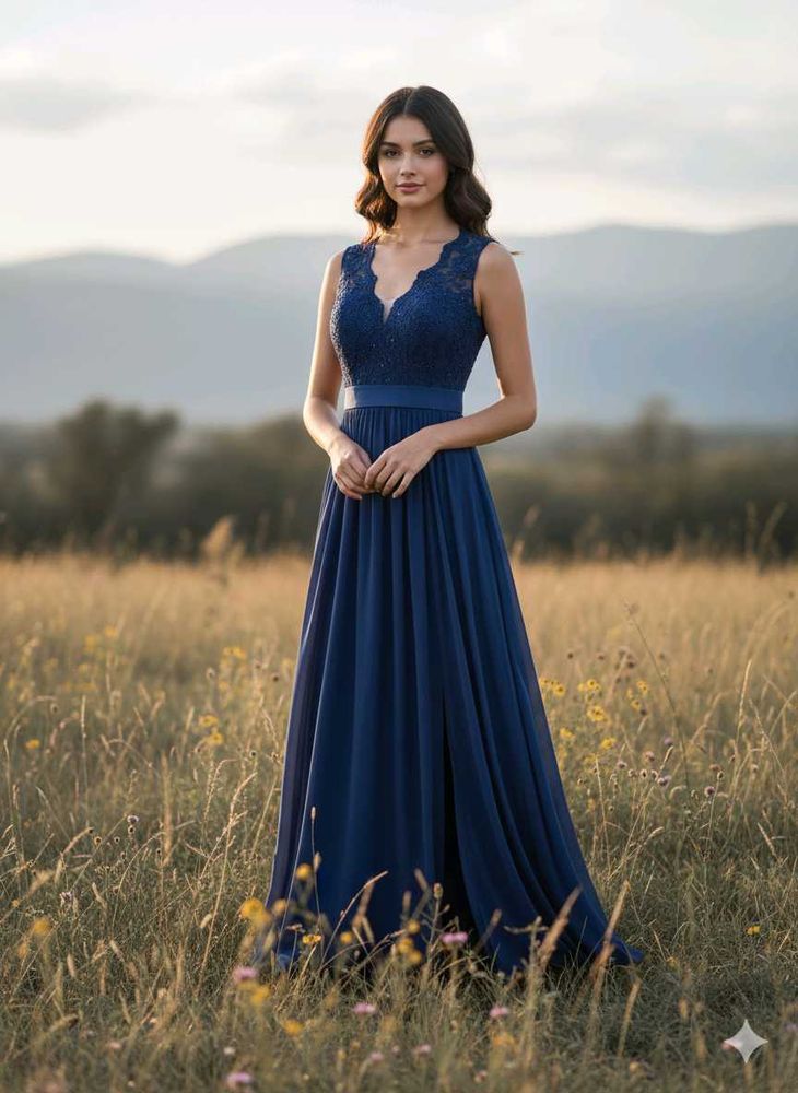 Elegant Navy Blue Maxi Dress