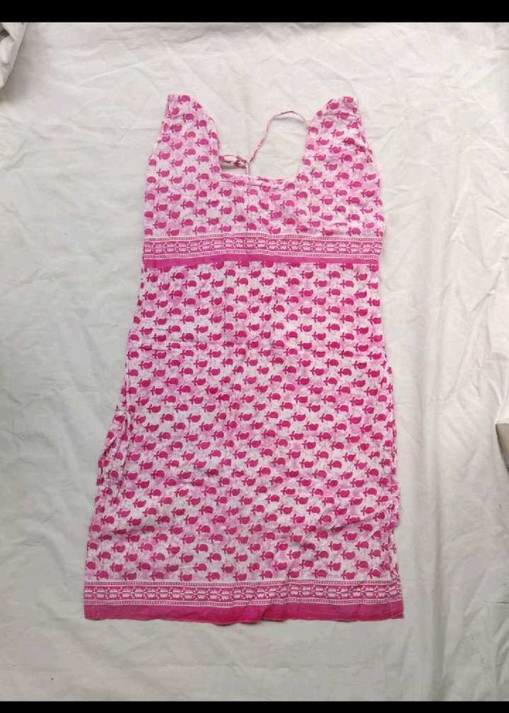 Pink Print hand stiched kurti