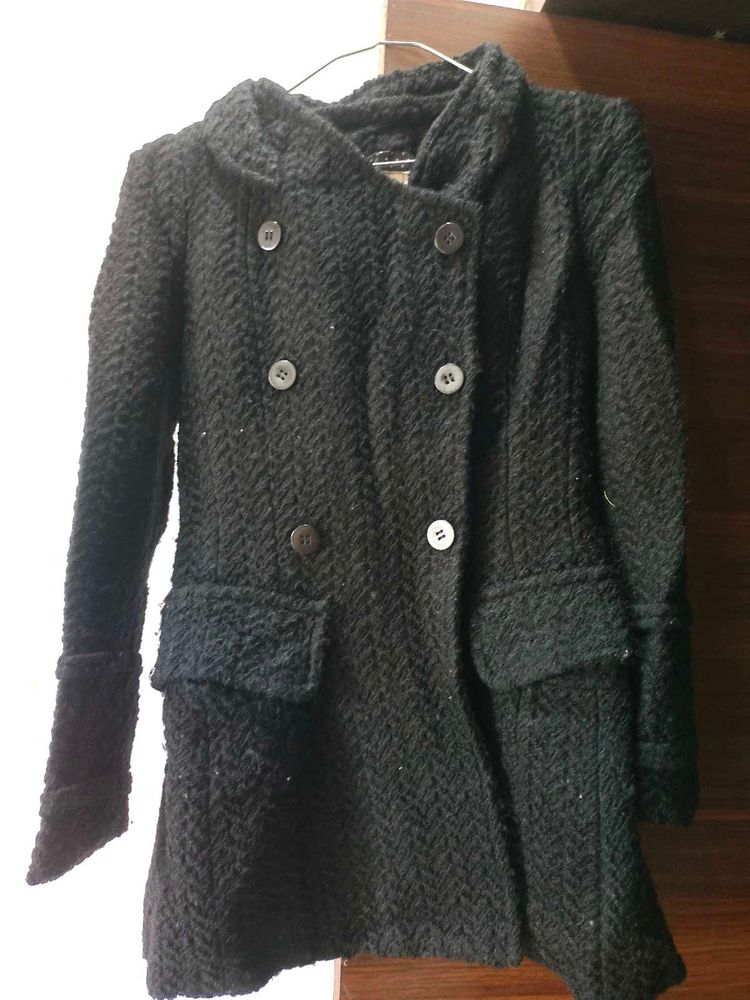 Black Woollen Coat Heavy Material