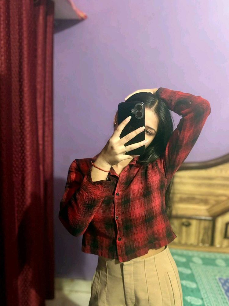 Red Plaid Crop Top