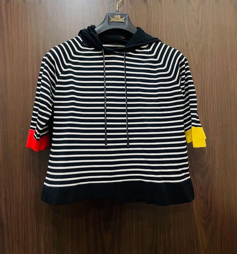 Striped Hoodie Top