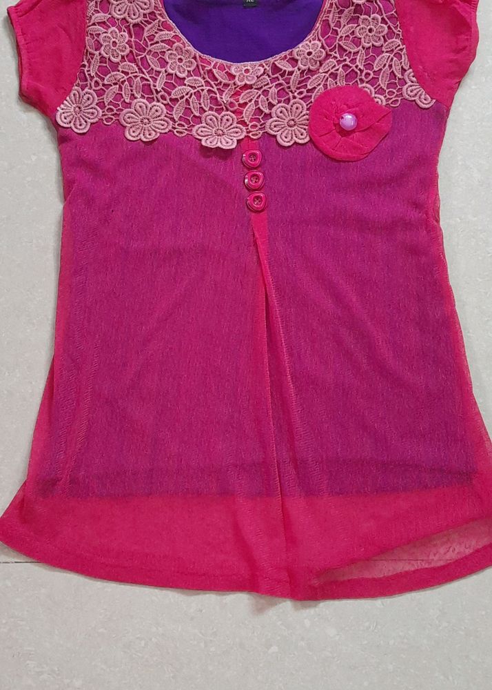 PINK Net Top With PURPLE Inner LINNING